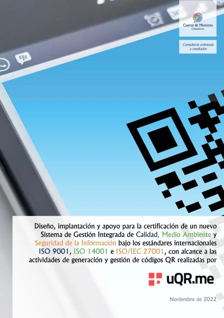 A Cuevas & Montoto Consultores ajudará a uQR.me a obter as certificações ISO 9001, ISO 14001 e ISO/IEC 27001